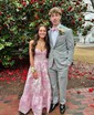 Ball Gown Strapless Satin Floral Prom Dresses With Ruched