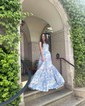 Ball Gown Strapless Satin Floral Prom Dresses With Ruched