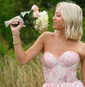 Ball Gown Strapless Satin Floral Prom Dresses With Ruched