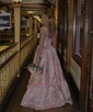 Ball Gown Strapless Satin Floral Prom Dresses With Ruched