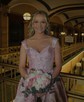 Ball Gown Strapless Satin Floral Prom Dresses With Ruched