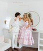 Ball Gown Strapless Satin Floral Prom Dresses With Ruched