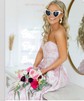 Ball Gown Strapless Satin Floral Prom Dresses With Ruched