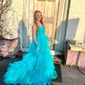 Ball Gown Strapless Tulle Ruffle Tiered Prom Dresses