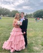 Ball Gown Strapless Tulle Ruffle Tiered Prom Dresses