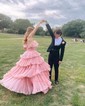 Ball Gown Strapless Tulle Ruffle Tiered Prom Dresses