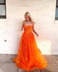 Ball Gown Tulle Strapless Prom Dresses With Appliques