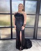 Sheath/Column Strapless Sparkly Sequin Prom Dresses With Feather