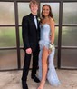 Sheath/Column Strapless Sparkly Sequin Prom Dresses With Feather
