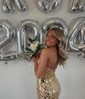 Sheath/Column V-neck Sparkly Sequin Prom Dresses