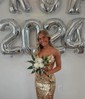 Sheath/Column V-neck Sparkly Sequin Prom Dresses