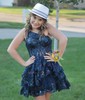 Corset Dark Navy Skater One Shoulder Tiered Homecoming Dresses