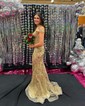 Mermaid Off-the-shoulder Sparkly Sequin Prom Dresses With Appliques
