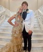 Ball Gown Off-the-shoulder Tulle Tiered Prom Dresses With Appliques