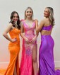 Mermaid V-neck Satin Prom Dresses With Ruched
