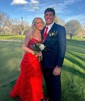 Ball Gown V-neck Tulle Tiered Prom Dresses With Appliques