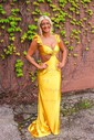 Mermaid Off-the-shoulder Satin Cut Out Prom Dresses