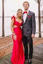 Mermaid Off-the-shoulder Satin Cut Out Prom Dresses