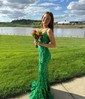 Mermaid V-neck Backless Sparkly Sequin Prom Dresses