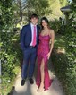 Sheath/Column Scoop Neck Sparkly Sequin Backless Prom Dresses