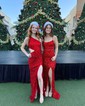 Sheath/Column Scoop Neck Sparkly Sequin Backless Prom Dresses