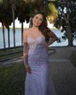 Mermaid Strapless Tulle Corset Prom Dresses With Appliques