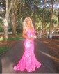 Mermaid V-neck Backless Sparkly Sequin Prom Dresses