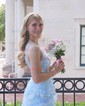 Ball Gown One Shoulder Tulle Tiered Prom Dresses With Appliques