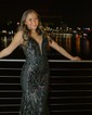 Mermaid V-neck Sparkly Sequin Prom Dresses