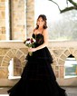Ball Gown Sweetheart Tulle Tiered Prom Dresses With Appliques