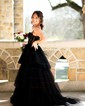 Ball Gown Sweetheart Tulle Tiered Prom Dresses With Appliques