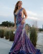 Mermaid V-neck Backless Sparkly Sequin Prom Dresses