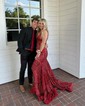 Sparkly Trumpet/Mermaid Sequin V-neck Prom Dresses