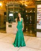 Mermaid V-neck Backless Sparkly Sequin Prom Dresses
