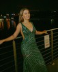Mermaid V-neck Backless Sparkly Sequin Prom Dresses