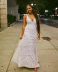 Mermaid V-neck Backless Sparkly Sequin Prom Dresses