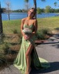 Unique Sheath/Column Satin Sweetheart Ruched Split Prom Dresses