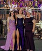 Sheath/Column Strapless Sparkly Sequin Prom Dresses With Beading