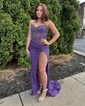 Sheath/Column Strapless Sparkly Sequin Prom Dresses With Beading