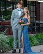 Sheath/Column Strapless Sparkly Sequin Prom Dresses With Beading