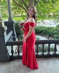 Mermaid Off-the-shoulder Satin Corset Prom Dresses With Ruched