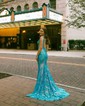 Mermaid V-neck Backless Sparkly Sequin Prom Dresses