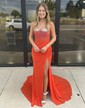 Sheath/Column Square Neck Jersey Beaded Prom Dresses With Ruched