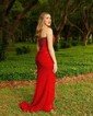 Sheath/Column Strapless Sparkly Sequin Prom Dresses With Beading
