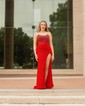 Sheath/Column Strapless Sparkly Sequin Prom Dresses With Beading