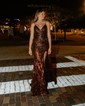 Sheath/Column V-neck Sparkly Sequin Backless Prom Dresses