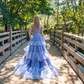 Ball Gown Off-the-shoulder Tulle Tiered Prom Dresses With Appliques