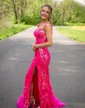 Mermaid Off-the-shoulder Sparkly Sequin Prom Dresses With Appliques