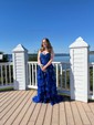 Ball Gown V-neck Sequin Ruffle Tiered Prom Dresses