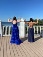 Ball Gown V-neck Sequin Ruffle Tiered Prom Dresses